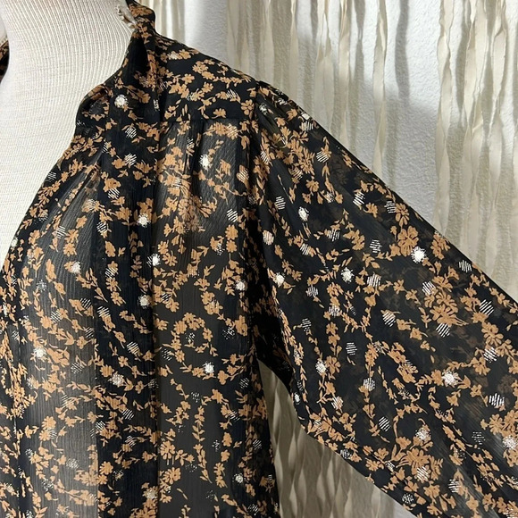 Sabina Musayev Black Brown and Gold Metallic Necktie Blouse Size Small - Picture 3 of 13